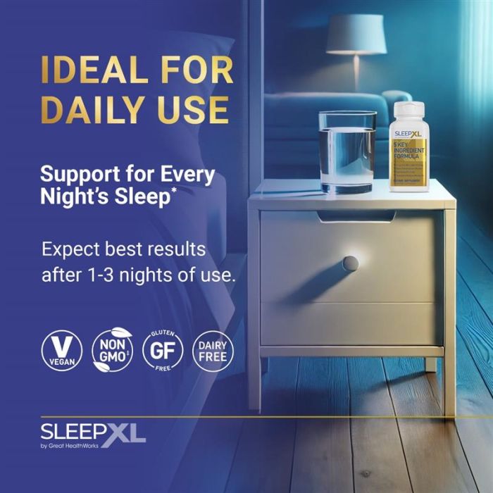 Ideal for daily use. Support for every night's sleep. Expect best results after 1-3 nights of use. Vegan, non GMO, gluten free, dairy free.