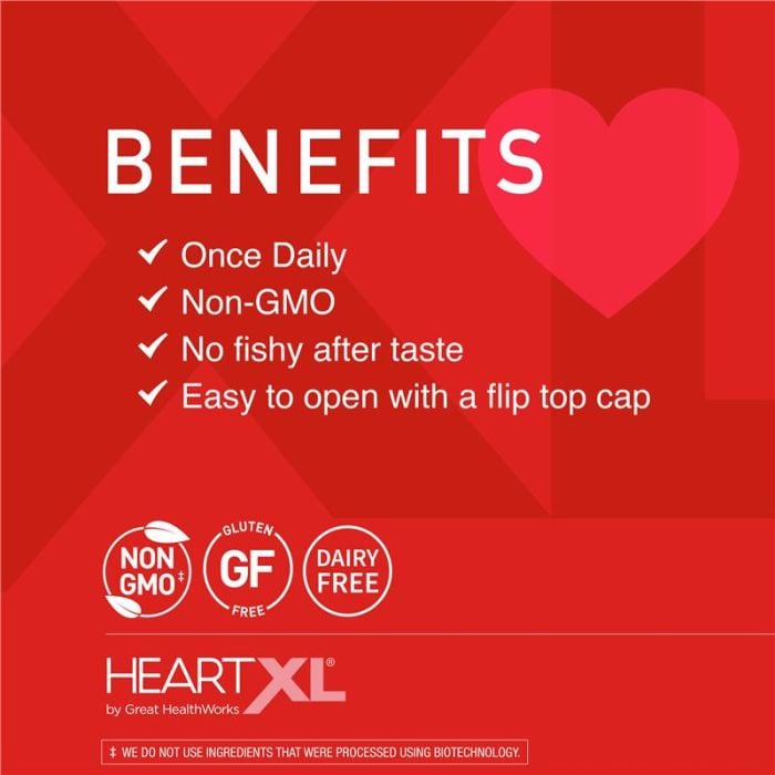 Benefits: One daily. Non-GMO. No fishy after taste. Easy to open cup with a flip top cap. Gluten free. Dairy free.