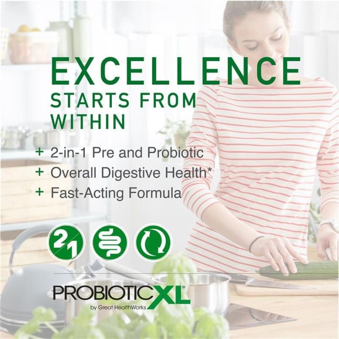 Excellence starts from within. 2-in-1 Pre and Probiotic. Overall Digestive Health. Fast-Acting Formula