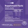 MemoryXL: Gluten free, Dairy free, 0 sugar, 0 calories. Serving Size 1 stick pack. Servings per container 30. 48 mg Vitamin C, 8mg Vitamin D3, 16mg Vitamin B6, 115mg Magnesium, 1.86g MemoryXL Proprietary Blend. thumbnail