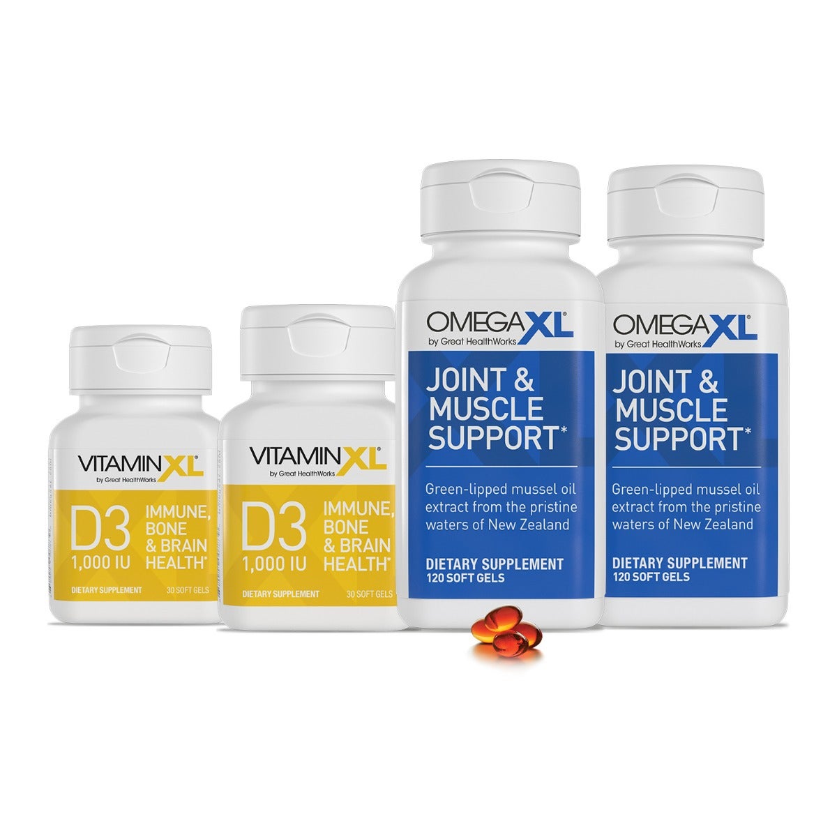 OmegaXL 120ct 2x Supply & 2 Free VD3 1000IU Single Order