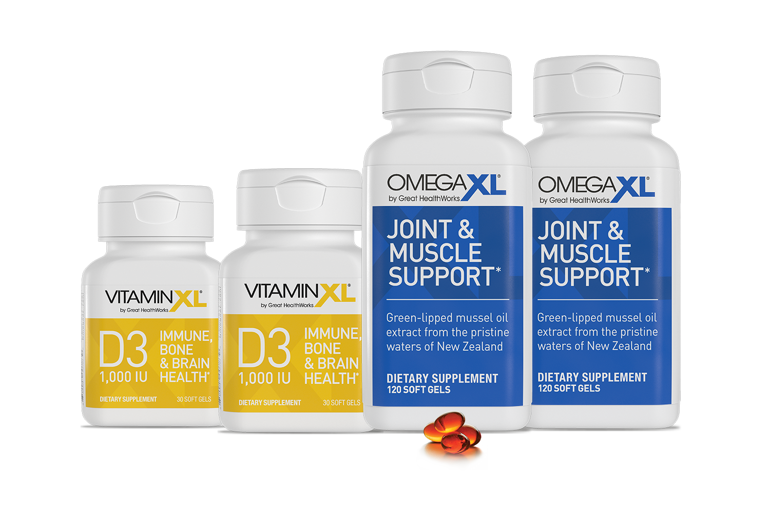 OmegaXL 120ct 2x Supply & 2 Free VD3 1000IU Single Order